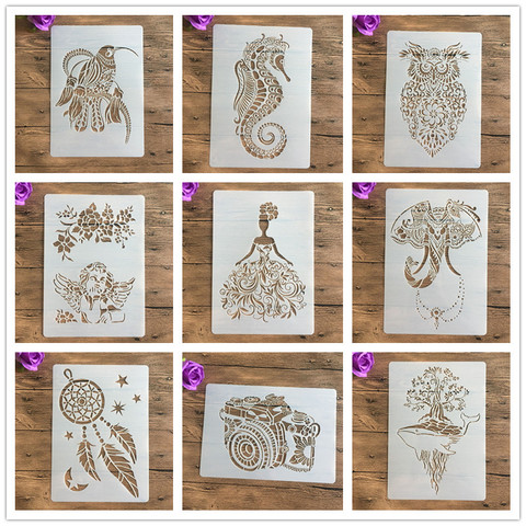 A4 29*21cm animal bricolage pochoirs peinture murale Scrapbook coloriage gaufrage Album décoratif papier carte modèle, pochoir mural ► Photo 1/4