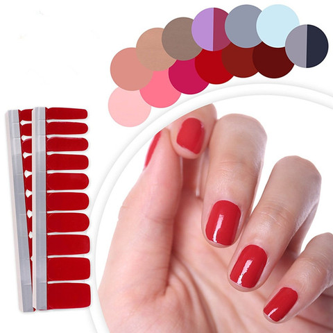 Autocollants de manucure pour femmes, 22 couleurs pures, couverture complète, feuilles de vernis, couleur unie, cadeaux pour filles ► Photo 1/6