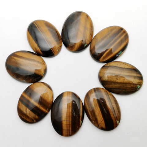 Cabochon en œil de tigre en pierre naturelle, 12 à 50pcs, 30x40, 20x30, 25x18, 13x18, 10x14mm, pour la fabrication de bijoux, accessoires de colliers sans trou ► Photo 1/5