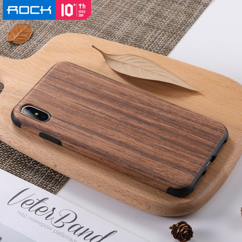 ROCK – Coque de téléphone en bois et Silicone, étui hybride souple en TPU pour iPhone 7 8 Plus SE 2 X XS MAX XR ► Photo 1/6