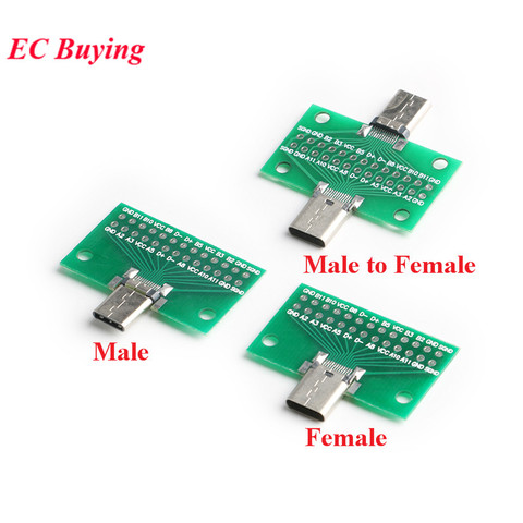 Adaptateur de carte PCB de Test USB 3.1 mâle à femelle, prise de connecteur de Type C 24P 2.54mm pour le transfert de câbles de données ► Photo 1/6