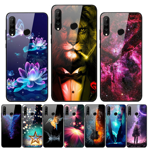 Pour Huawei P30 Lite étui en verre trempé imprimé couverture arrière étui rigide pour Coque Huawei P30 Lite Coque de téléphone fundas P40 Pro P30Lite ► Photo 1/6