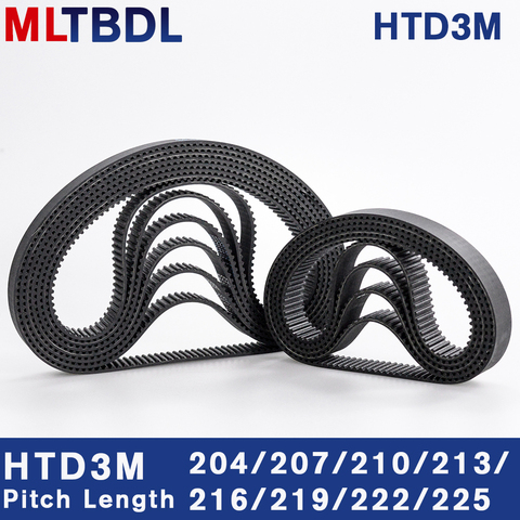 Ceinture de synchronisation HTD de 3M, 204/207/210/213/216/219/222/225mm 6/9/10/15mm de large, boucle en caoutchouc, lancement synchrone, 3mm ► Photo 1/6