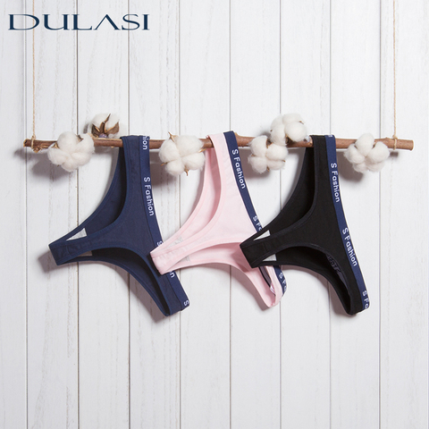 DULASI – culotte String en coton pour femmes, sous-vêtement, Lingerie Sexy, pantalon intime, lettre, taille basse ► Photo 1/6