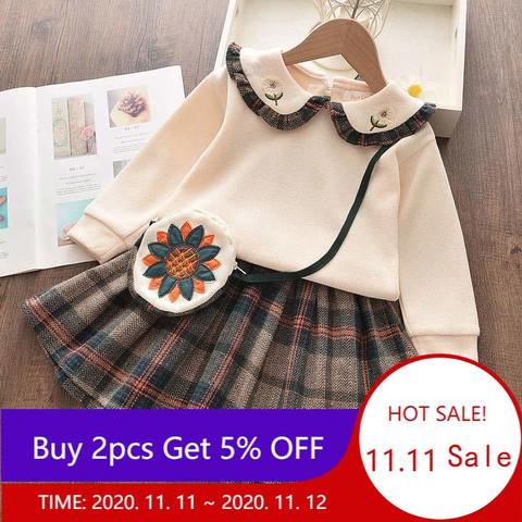 2022 nouveau hiver enfants costume dentelle pull fille vêtements pull jupes 2 pièces fille automne vêtements ensembles filles tenues de noël ► Photo 1/6