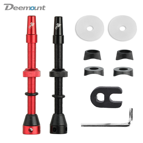 Deemount 2 pièces Presta F/V vannes 44/60mm CNC anodisé usiné mamelon pour vtt vélo de route Tubeless carbone jantes avec outil ► Photo 1/6