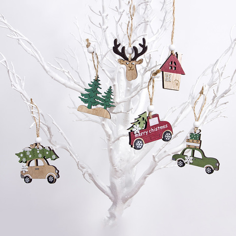 Ornement d'arbre de noël en bois naturel 2022, pendentif en bois, cadeau de noël, décoration de noël pour la maison ou noël 2022 ► Photo 1/6