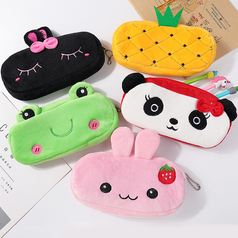 Peluche animal stylo étui dessin animé Kawaii porte-crayon cadeaux pour enfants école porte-crayon s mignon papeterie boîte de rangement sac stylo sac ► Photo 1/6