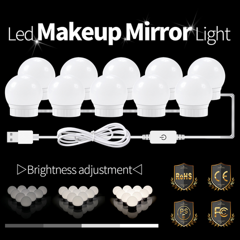 Lampe De Maquillage LED USB 12V, Kit De 10 Ampoules Pour Coiffeuse