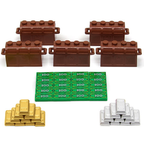 MOC – blocs de construction en or et en argent pour enfants, pièces et boîtes d'accessoires, modèle de briques, jouets de bricolage ► Photo 1/6