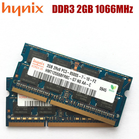 Hynix – barrette de RAM DDR3 1 go, 2 go ou 4 go pour pc portable, Module de mémoire vive SODIMM, fréquence 8500 Mhz, norme PC3 1066 S ► Photo 1/4