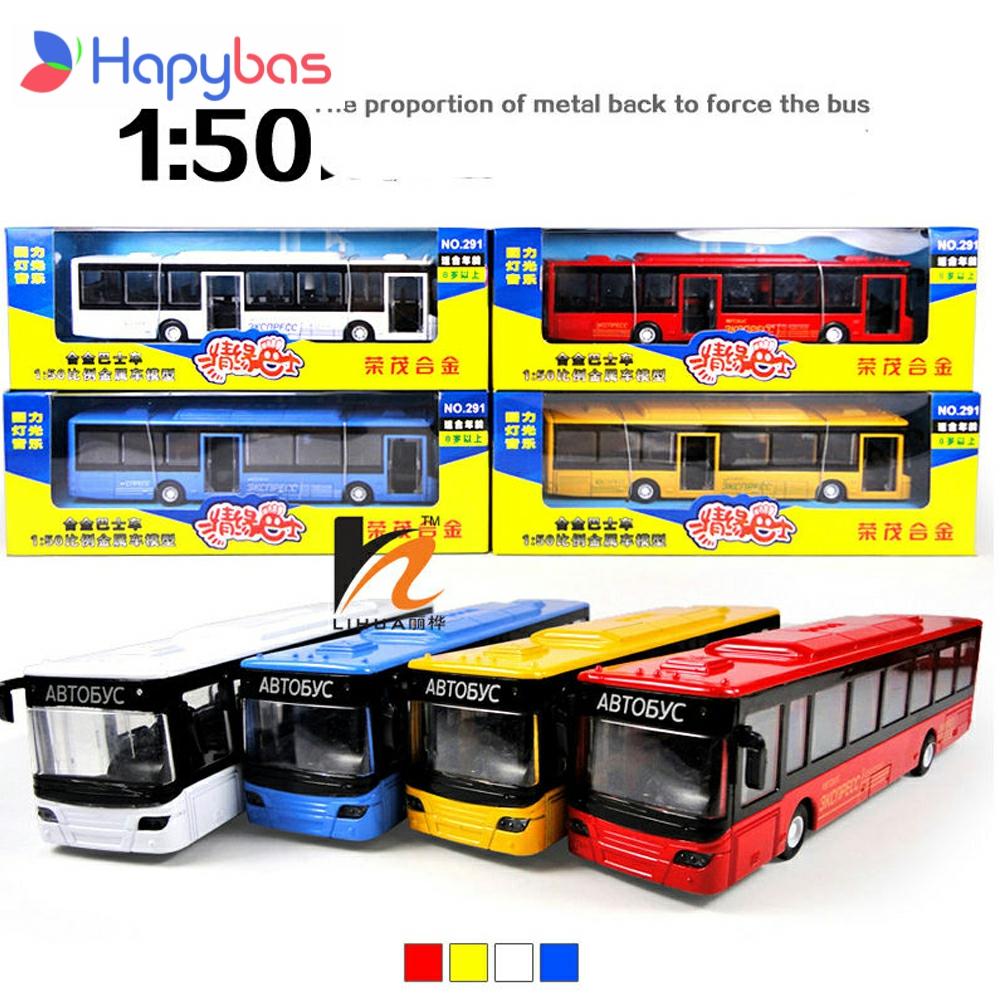 Modèle de bus en métal à disque 1:50, roues arrière, clignotant, musique, bus touristique à haute simulation, excellents cadeaux ► Photo 1/6