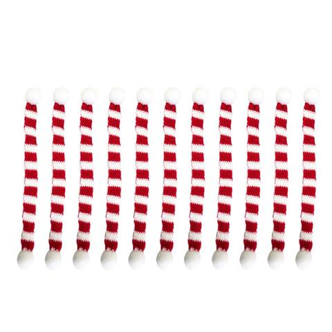 Mini écharpe de noël rouge et blanc, 6/12 pièces, rayures de noël, écharpe tricotée pour bouteille de vin rouge, couverture de poupée, décoration de fête de noël ► Photo 1/6