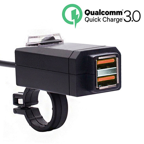 Double USB étanche pour motos, adaptateur d'alimentation usb pour guidon, prise d'alimentation QC3.0, Auto chargeur ► Photo 1/6