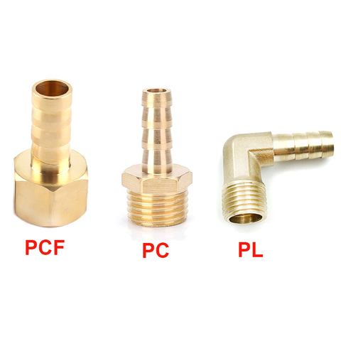 Connecteur de tuyau en laiton de 6, 8, 10, 12, 14mm, filetage de tuyau, filetage de 1/8, 1/4, 3/8 et 1/2 pouces (PT), raccords de tuyaux d'eau ► Photo 1/5