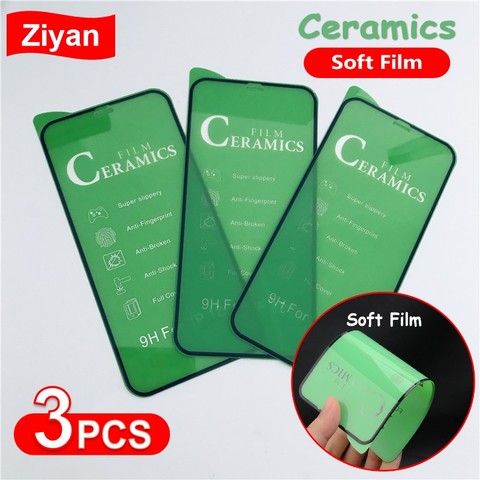 3 Pièces En Céramique Verre Protecteur Pour iPhone 12 Mini 11 Pro XR XS Max X 8 7 6 Plus Doux Protecteur D'écran En Verre Pour SE2022 PMMA Film ► Photo 1/6