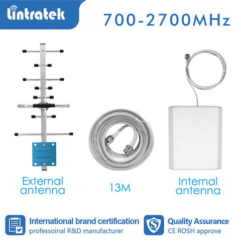 Lintratek GSM 900mhz 1800 2100 2600 700 800 LTE Booster Accessoires Amplificateur de Signal 2G 3G 4G Antenne Yagi + Panneau + 13m Câble ► Photo 1/6