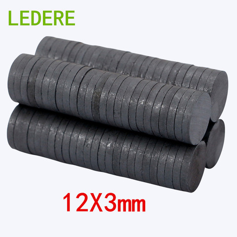 Aimant disque en Ferrite, 12x3mm, 10 pièces, aimant pour réfrigérateur, anneau magnétique en ferrite pour enceintes, mini 12x3mm ► Photo 1/6