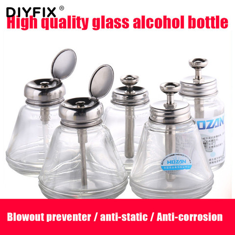 DIYFIX bouteille d'alcool en verre de type presse de 150ML, plaque antistatique, bouteille d'eau de lavage, réparation de téléphone portable, outil de nettoyage en cuivre ► Photo 1/6