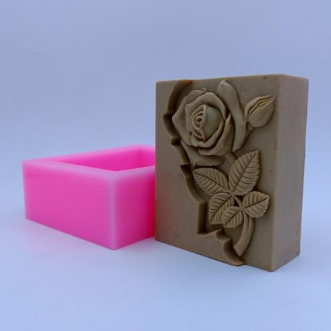 Moules à savon en forme de barre de fleur, Rose naturel, Rectangle, en Silicone, pour cire, cire, résine, artisanat, fabrication ► Photo 1/5