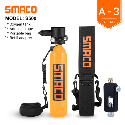 Smaco-Mini cylindre bouteille plongée sous-marine tuba Set S500, réservoir d'oxygène ► Photo 1/5