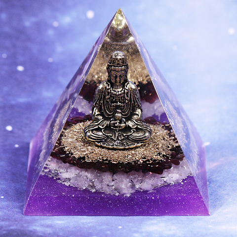 Pyramide Orgonite bouddha, cristal blanc naturel, grenat générateur d'énergie, Chakra méditation de guérison, décoration bijoux ► Photo 1/6