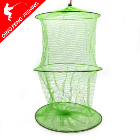 Filet de pêche Portable à 2 couches, pour poissons et crevettes, Cage en maille, piège, pliable, 48x30cm ► Photo 1/5