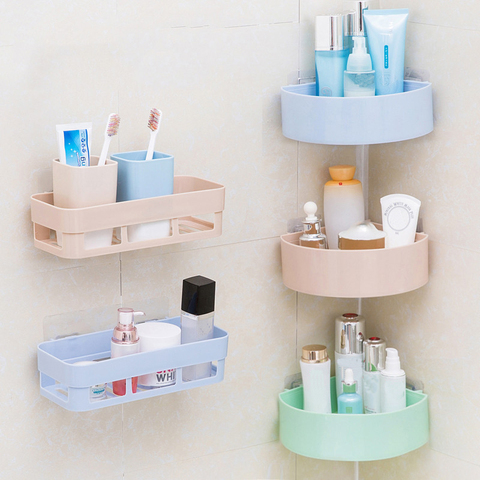 Étagère de rangement adhésive 3 couleurs | Étagère de salle de bain, étagère de cuisine, décoration de la maison, étagère de douche, étagère de rangement, accessoires ► Photo 1/4