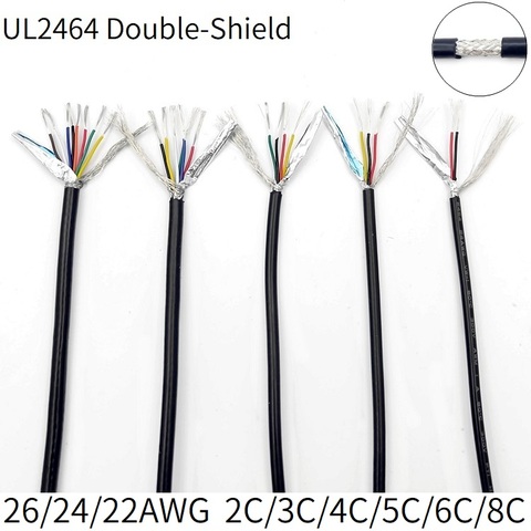Câble de commande de Signal en cuivre, fil blindé de 2M, 26AWG 24AWG 22AWG, canal ligne Audio 2 3 4 5 6 8 cœurs, fil gainé UL2464 ► Photo 1/6