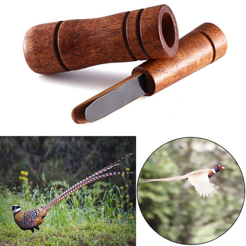 Appeau pour la chasse au faisan et au canard,sifflet de leurre en bois, flûte d'imitation pour oiseau, piège d'appel vocal en chêne brun, équipement pour attraper les oies, matériel pour chasseur, livraison directe, ► Photo 1/6