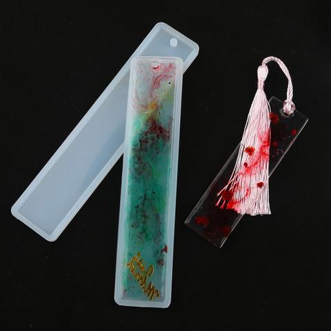 Moule rectangulaire en Silicone liquide, pour bricolage, marque-page, en résine époxy UV, pour la fabrication de bijoux, pendentifs, fournitures d'art, moules transparents ► Photo 1/6