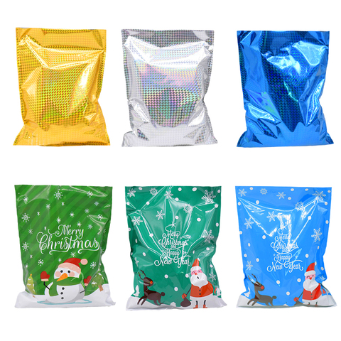 32*24cm sac cadeau de noël grand nouveau or argent marchandises biscuits bonbons emballage sac nouvel an 2022 Noel père noël sacs ► Photo 1/3