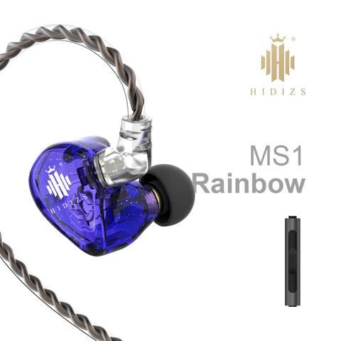 Hidizs – écouteurs filaires MS1 arc-en-ciel, oreillettes audiophiles à diaphragme dynamique, Hi-Fi IEM, avec câble détachable, 3.5mm ► Photo 1/6