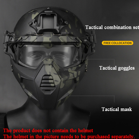 Masque tactique de protection,pour la chasse militaire, pour tir de sécurité avec lunette paintball, pour combat airsoft, très pratique, ► Photo 1/6