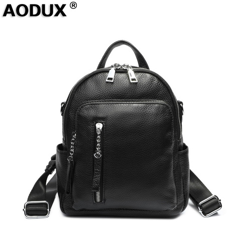 Aodux argent matériel 100% véritable cuir de vache blanc femmes conception sac à dos dame haut pour fille couche peau de vache livre sac Style sac à dos ► Photo 1/6