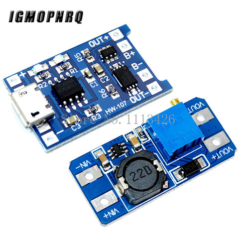 Micro USB 5V 1A 18650 TP4056 chargeur de batterie au Lithium Module de charge avec Protection + MT3608 2A DC-DC convertisseur ► Photo 1/3