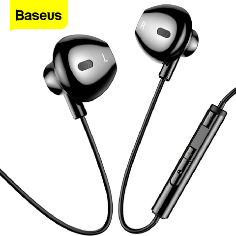 Baseus filaire écouteur dans l'oreille casque avec micro stéréo basse son 3.5mm Jack écouteurs écouteurs écouteurs pour iPhone Samsung Xiaomi ► Photo 1/6