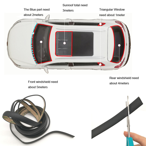 Bande de caoutchouc étanche 1 mètre, joint étanche pour toit de voiture, pare-brise avant, toit de voiture, bord de fenêtre triangulaire ► Photo 1/6