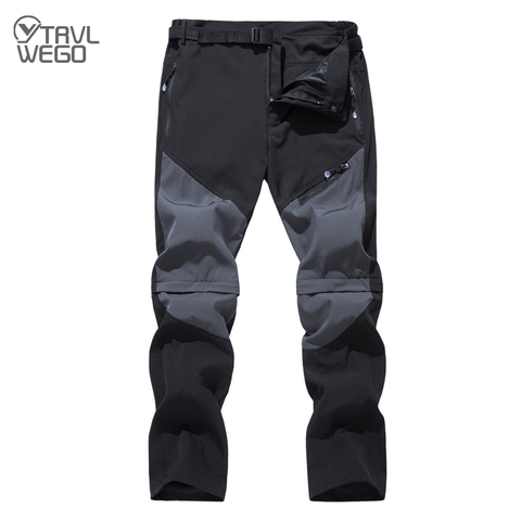 TRVLWEGO hommes randonnée pantalon extensible détachable séchage rapide léger fermeture éclair extérieur randonnée Camping Safari pantalon travail Cargo pantalon ► Photo 1/6