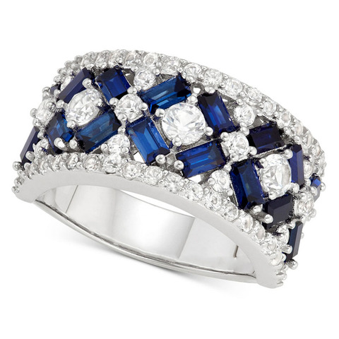 Huitan-bague en cristal CZ pour femmes, magnifique bijou rond avec Rectangle bleu, qualité supérieure, mariage, anniversaire, cadeau pour dames ► Photo 1/2