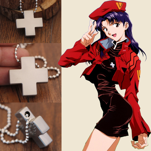Anime EVA Katsuragi Misato alliage croix pendentif collier pour femmes Cosplay bijoux perles chaîne breloques amulette colliers livraison directe ► Photo 1/6