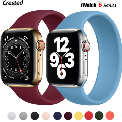 Bracelet boucle Solo pour montre Apple bracelet SE 44mm 40mm bracelet iWatch 38mm 42mm ceinture élastique bracelet Silicone montre Apple serie 6 5/4/3 ► Photo 1/6