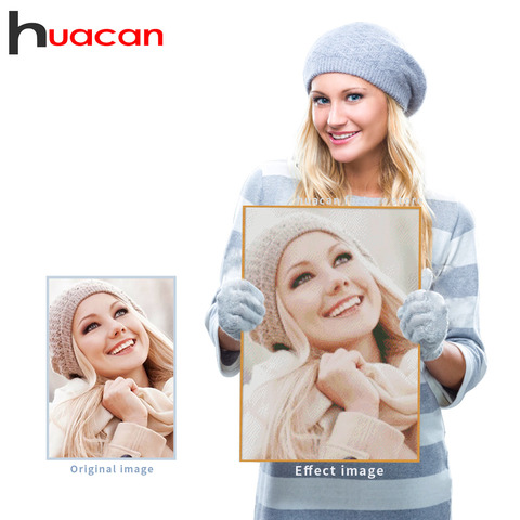 HUACAN – Cadres photo personnalisés en mosaïque strass, broderie effet 5D avec diamants ronds et carrés, solde ► Photo 1/6