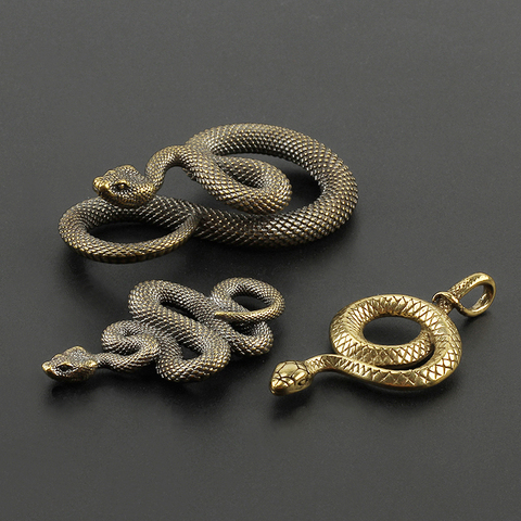 Porte-clés serpent en laiton, différents Styles, accessoires d'extérieur, EDC, cuivre, suspension de voiture ► Photo 1/6