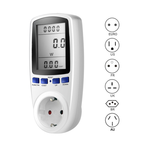 Wattmètre, prise de courant, 220V, ue, LCD, compteur d'énergie, Kwh, FR, US, UK, AU, BR, mesure de puissance, analyseur ► Photo 1/6