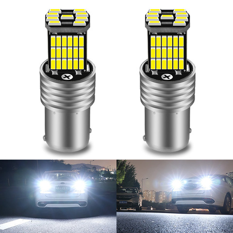 2 pièces BA15S P21W 1156 voiture LED ampoule inverse 4014 puces pour VW Passat B5 B6 Golf Canbus Auto lampe sans erreur DC 12V 6000K ► Photo 1/6