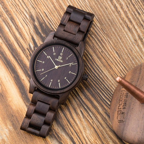 Uwood-montre en bois 100% naturel pour hommes, montre Vintage en bois, cadeaux pour hommes ► Photo 1/6