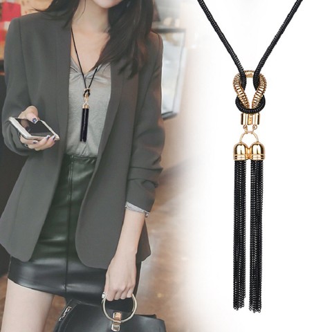 Collier avec pendentif et pompon pour femme, pull Long, chaîne, vente en gros, nouvelle collection hiver 2022 ► Photo 1/6