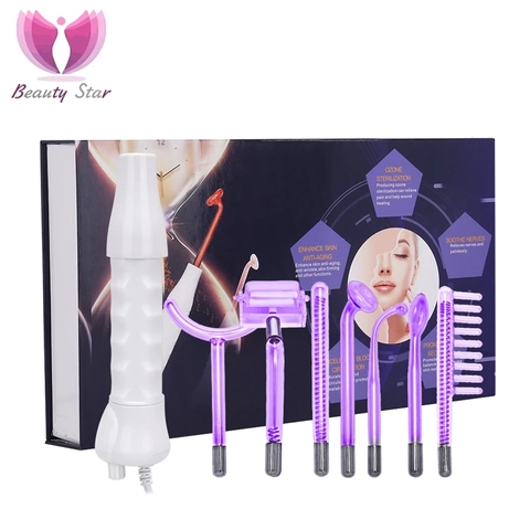 Beauty Star – Machine électrode de soin facial 7 en 1 pour taches et acné, avec tube et baguette en verre, appareil à haute fréquence pour enlever les boutons, outil de spa, accessoire pour la peau ► Photo 1/6