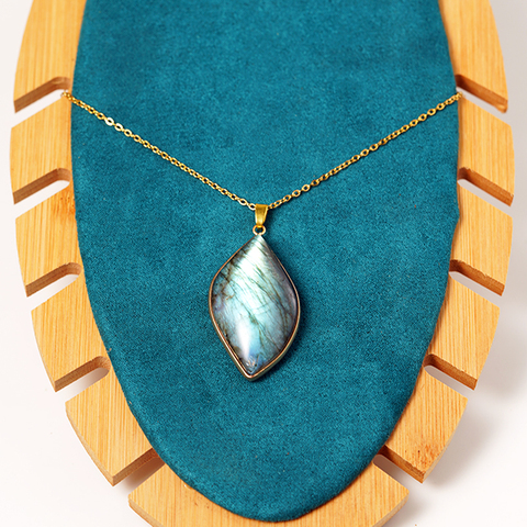 Colliers en Labradorite naturelle pour femmes, pendentifs en forme de S en pierre d'énergie solaire, bijoux en pierre de lune, cadeau à la mode ► Photo 1/6